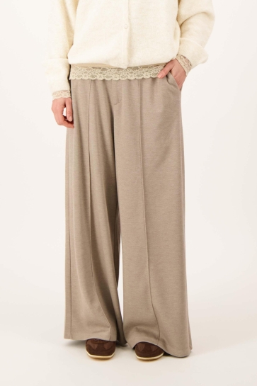 Zusss Broek TWILL TROUSERS STRETCH DIAGONAL 0303 0079 3033 DARK TAUPE/OFF WHITE