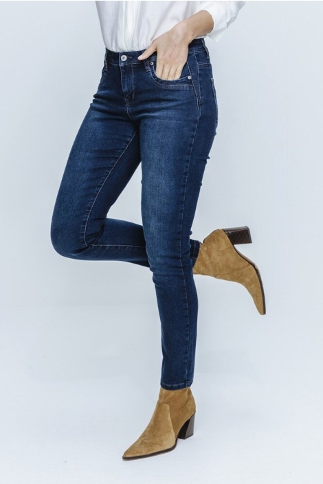 Red Button blauwe dames jeans | Model vooraanzicht