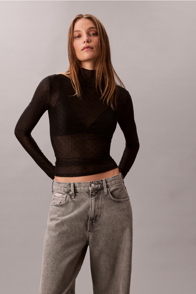 Calvin Klein grijze dames jeans | Model vooraanzicht