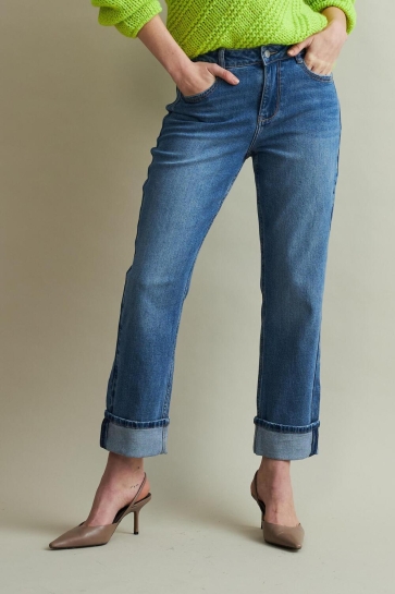 Red Button Jeans KIM STRAIGHT AND TURNUP SRB4357 Mid Stone