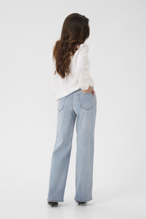 Kaffe blauwe dames jeans | Model achteraanzicht