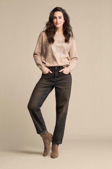 Red Button Jeans CAITLINA SIDE PATCH DENIM OVERDYE SRB5031 Brown Black