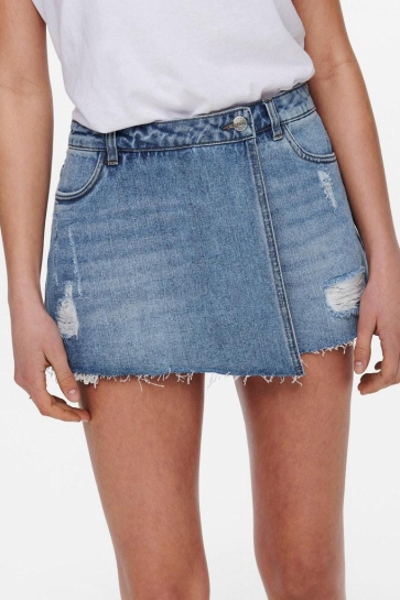 Only Broek ONLTEXAS LIFE REG LB DNM SKORT BJ 15227220 LIGHT BLUE DENIM