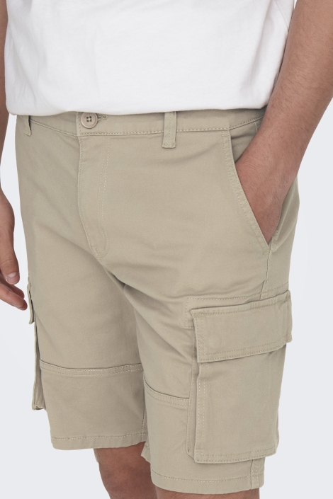 Only & Sons camel heren korte broek | Model vooraanzicht