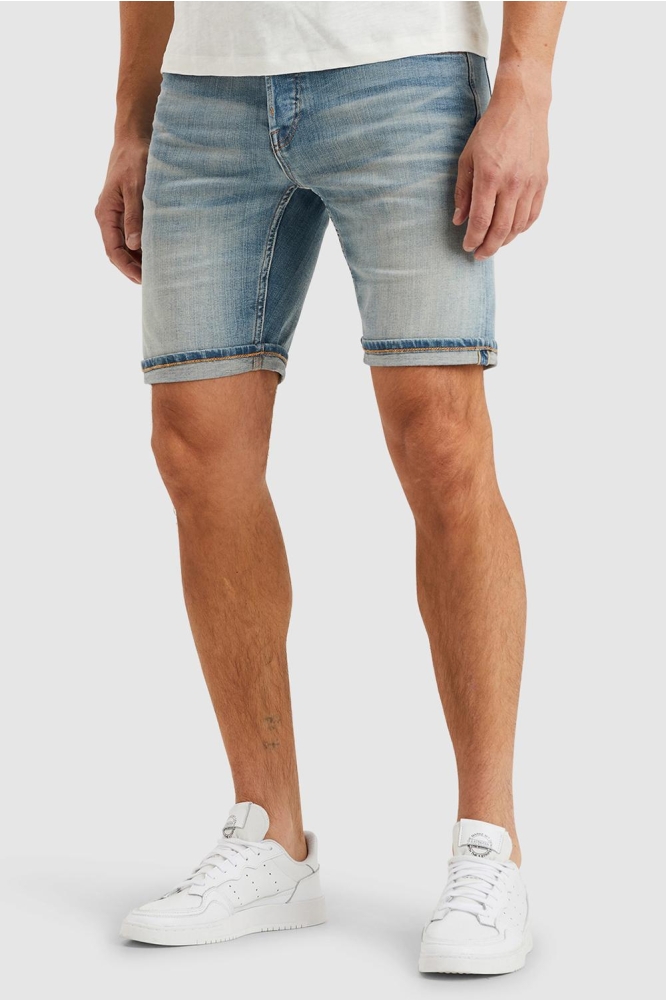 Cast Iron blauwe heren korte broek | Model zijaanzicht