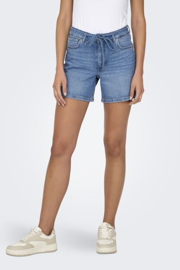 Only Broek ONLGIANNA MW BELTED SHORTS AZG DNM 15340706 MEDIUM BLUE DENIM