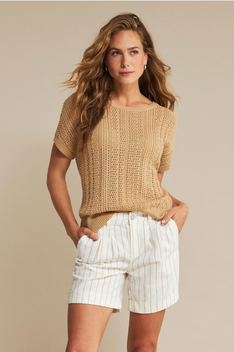Red Button beige dames korte broek | Model vooraanzicht