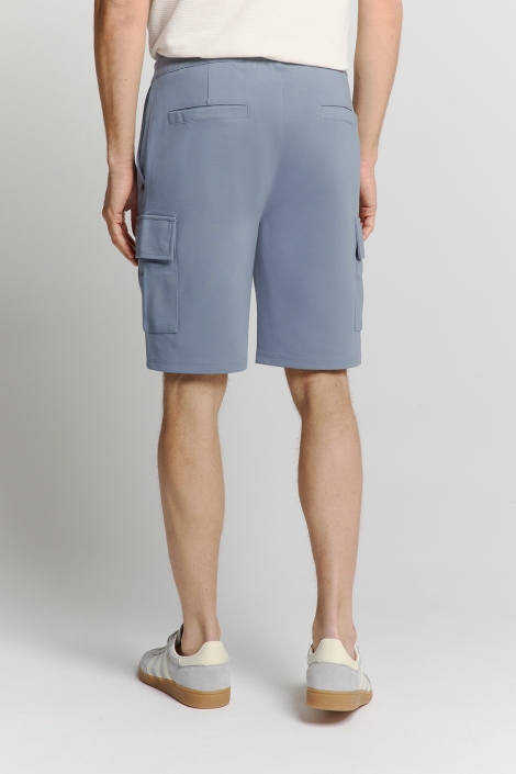 NO-EXCESS blauwe heren korte broek | Model achteraanzicht