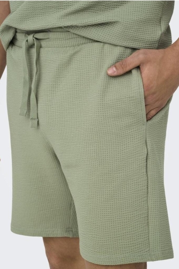 Only & Sons onskian life reg seersucker shorts Groen