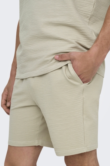 Only & Sons Broek ONSKIAN LIFE REG SEERSUCKER SHORTS 22029752 Silver Lining