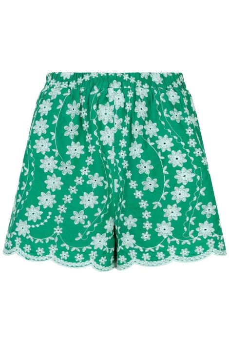 Ydence groene dames korte broek | Achteraanzicht