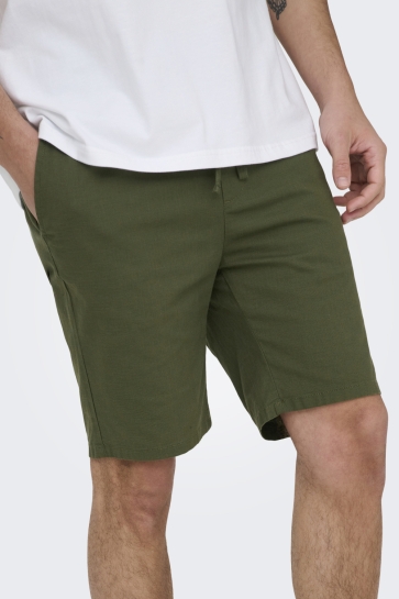 Only & Sons onsreid slim 0571 slub shorts Groen