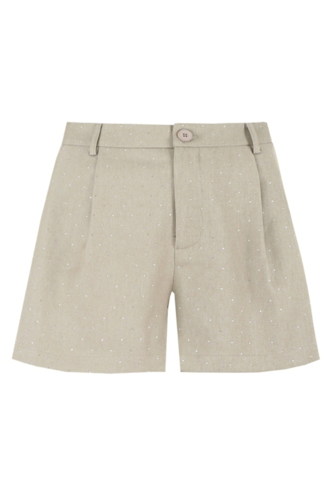 Fluresk taupe dames korte broek | Vooraanzicht