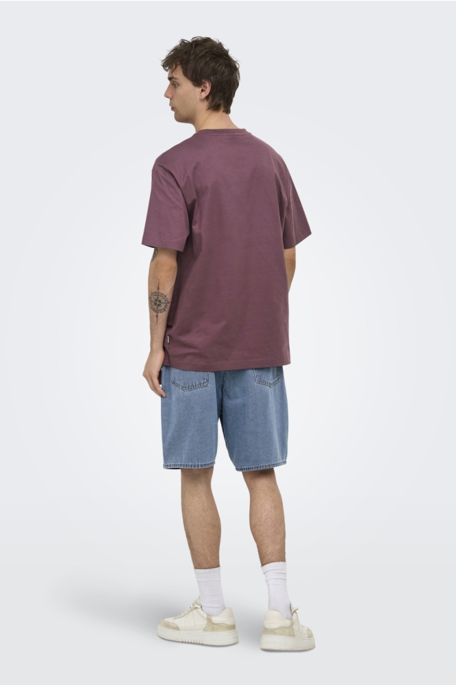 Only & Sons blauwe heren korte broek | Model achteraanzicht