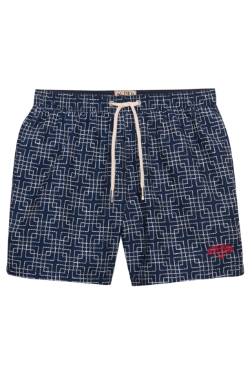 Superdry premium printed 15 swim short Blauw