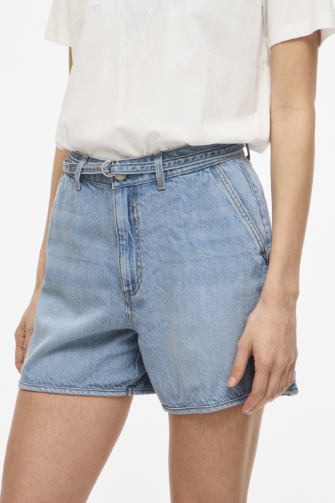 Vila blauwe dames korte broek | Model vooraanzicht