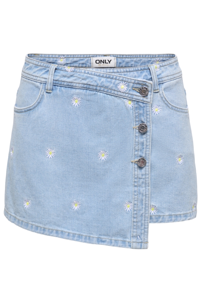 Only blauwe dames korte broek | Model vooraanzicht