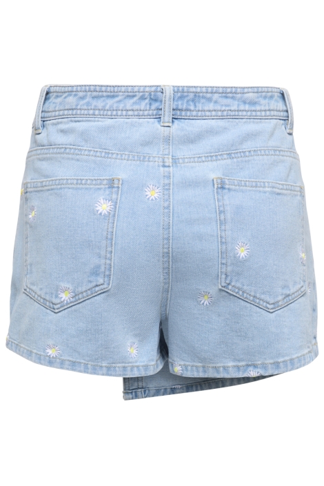 Only blauwe dames korte broek | Model achteraanzicht