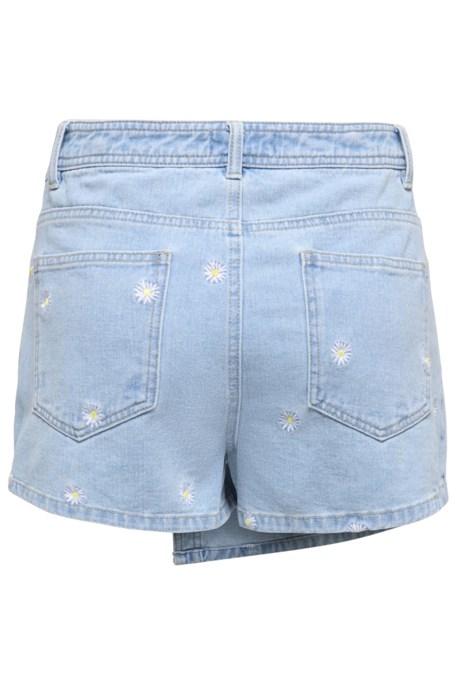 Only blauwe dames korte broek | Model achteraanzicht