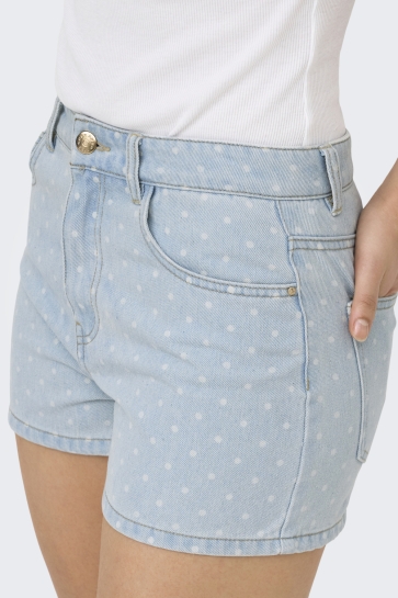 Only Korte broek ONLROBYN HW DOT DNM SHORTS SIJI 15371304 LIGHT BLUE DENIM