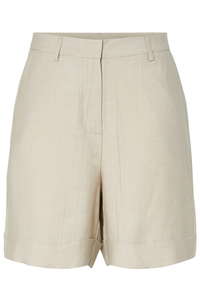 Pieces beige dames korte broek | Vooraanzicht