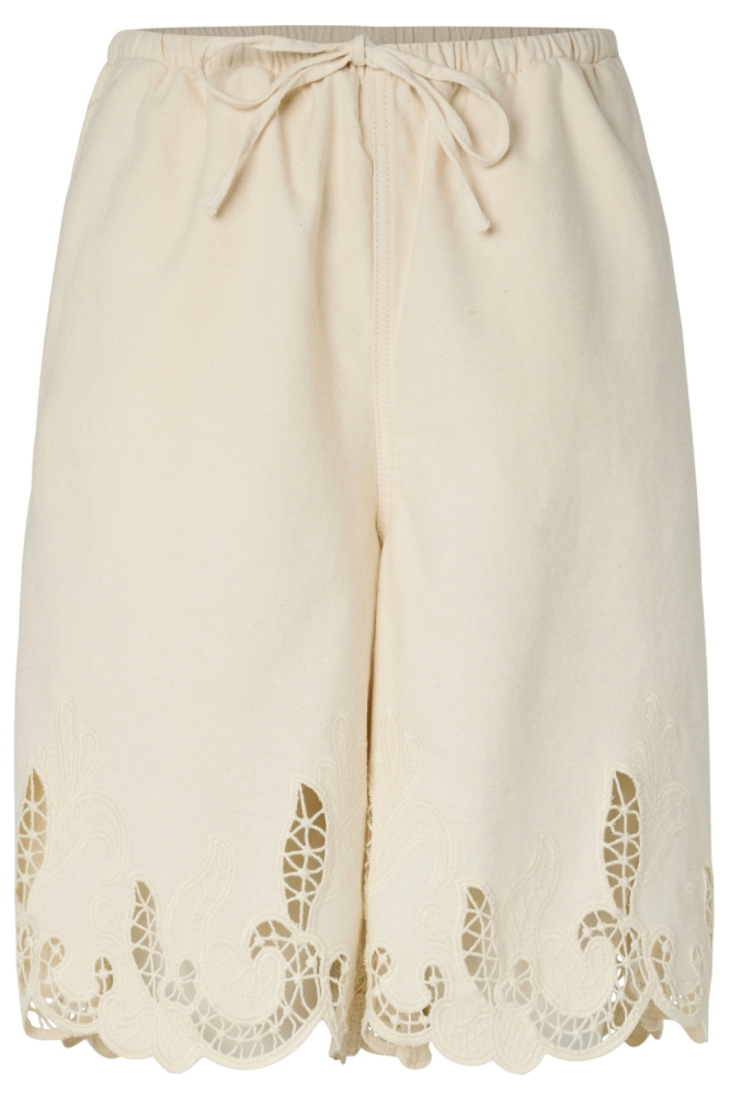 Pieces ecru dames korte broek | Vooraanzicht