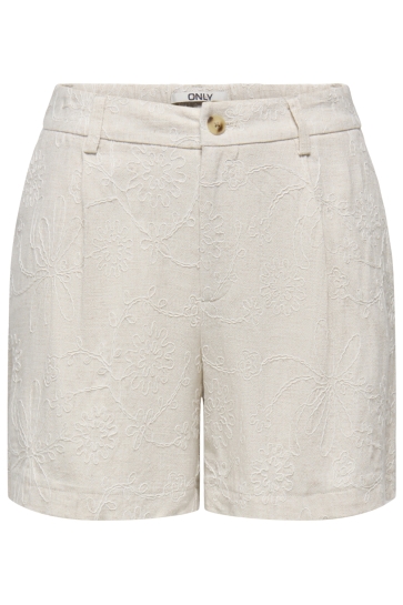 Only onlsiesta hw linen bl emb shorts pn Ecru