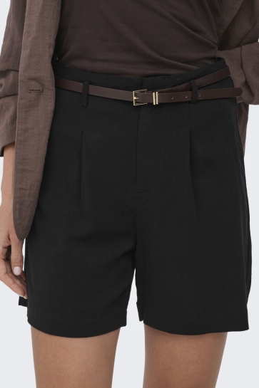 Only Broek ONLSIESTA HW BELT LIN BL SHORTS PNT 15367413 Black