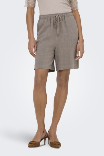 Only Korte broek ONLSIESTA MW PULL-UP LIN BL SHORTS 15333032 WALNUT