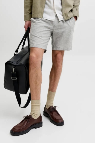 Jack & Jones Korte broek JPSTACE SUMMER LINEN BLEND SHORT RE 12248627 DUSTY OLIVE/MELANGE
