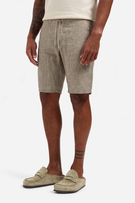 NO-EXCESS taupe heren korte broek | Model vooraanzicht