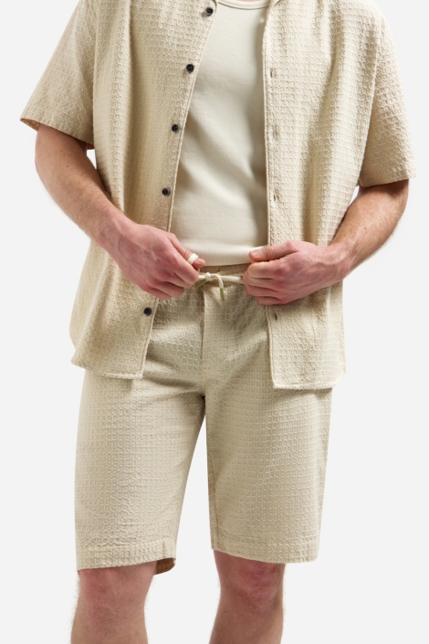NO-EXCESS beige heren korte broek | Model vooraanzicht