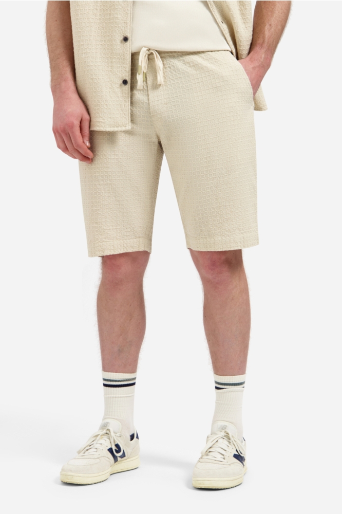 NO-EXCESS beige heren korte broek | Model vooraanzicht