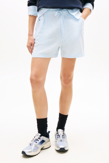 Tommy Jeans TJW ESSENTIAL LINEN SHORTS DW0DW22227 LIGHT POWDREY BLUE/ STRIPE