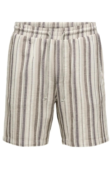 Only & Sons onstrev life reg stru stripe shorts Beige