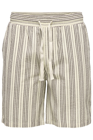Only & Sons Broek ONSCRUZ SEERSUCKER JOGGER SHORTS 22038002 ANTIQUE WHITE/BLACK COFFEE