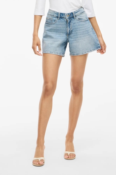Vila blauwe dames korte broek | Model vooraanzicht