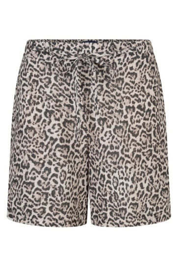 Red Button Broek CLAUDETTE SHORT LINEN LEOPARD SRB4937 PEBBLE