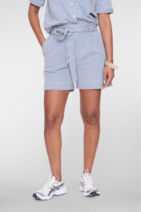 Geisha blauwe dames korte broek | Model vooraanzicht