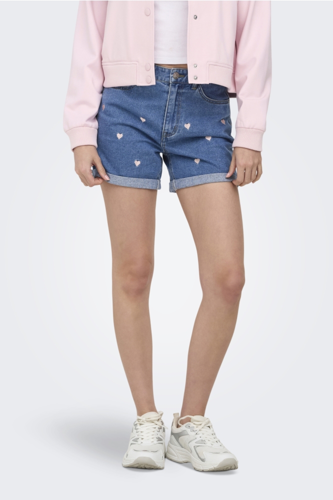 Only blauwe dames korte broek | Model vooraanzicht