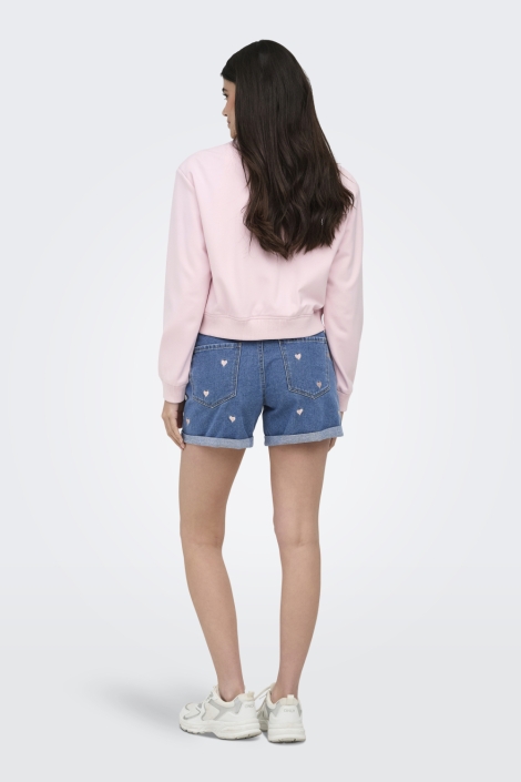 Only blauwe dames korte broek | Model achteraanzicht