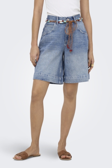 Only Broek ONLHOLLIE HW BELT DNM SHORTS AZG 15384061 Medium Blue Den/BELT