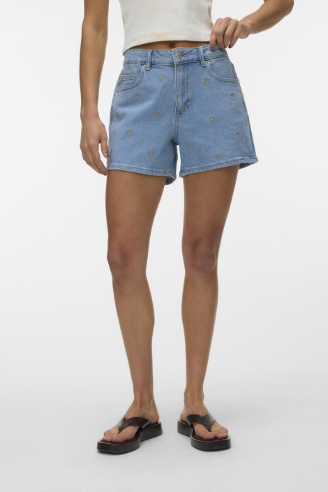Vero Moda blauwe dames korte broek | Model vooraanzicht