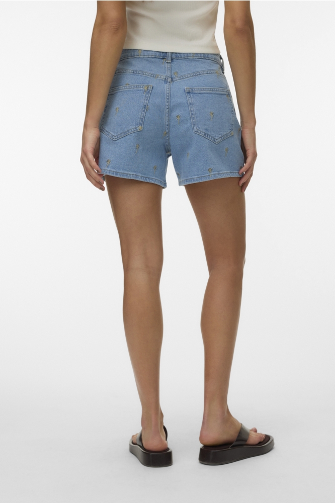 Vero Moda blauwe dames korte broek | Model achteraanzicht