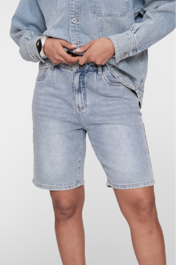 Geisha Korte broek DENIM BERMUDA MET SUBTIELE RHINESTONES 61049 10 Bleached denim stones