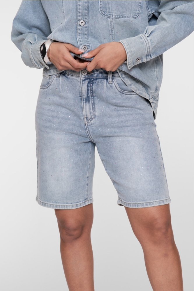 Geisha blauwe dames korte broek | Model vooraanzicht