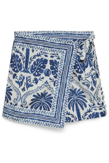 Vero Moda Broek VMADELINE WRAP SKORT EXP 10352810 Birch/BLUE PALM