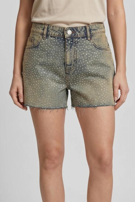 Noisy may blauwe dames korte broek | Model vooraanzicht