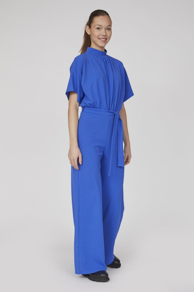SisterS point blauwe dames jumpsuit | Model vooraanzicht