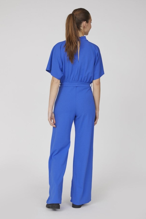 SisterS point blauwe dames jumpsuit | Model achteraanzicht